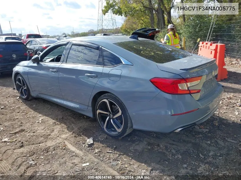 2022 Honda Accord Sport VIN: 1HGCV1F34NA005775 Lot: 40614745