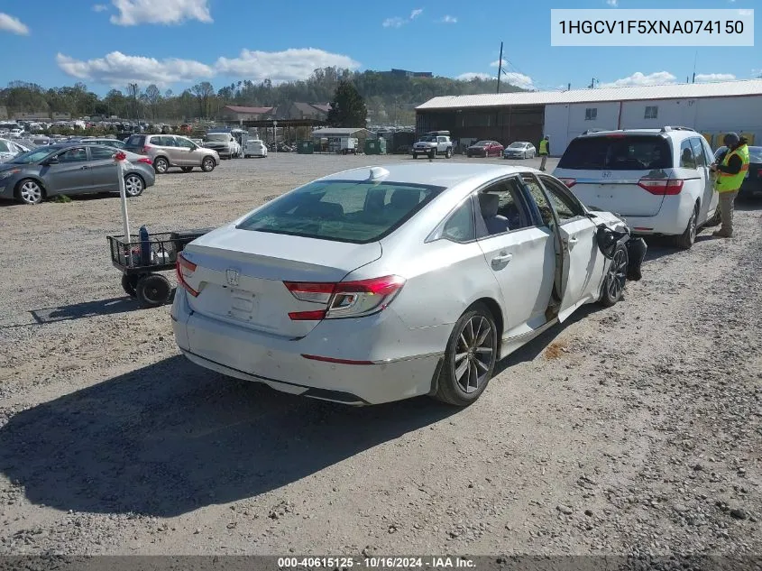 2022 Honda Accord Ex-L VIN: 1HGCV1F5XNA074150 Lot: 40615125