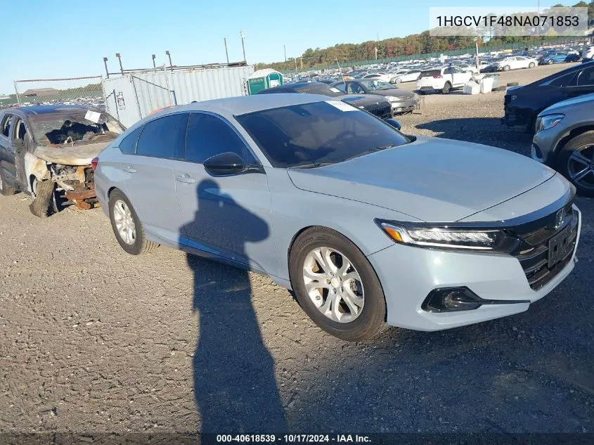 1HGCV1F48NA071853 2022 Honda Accord Sport Se