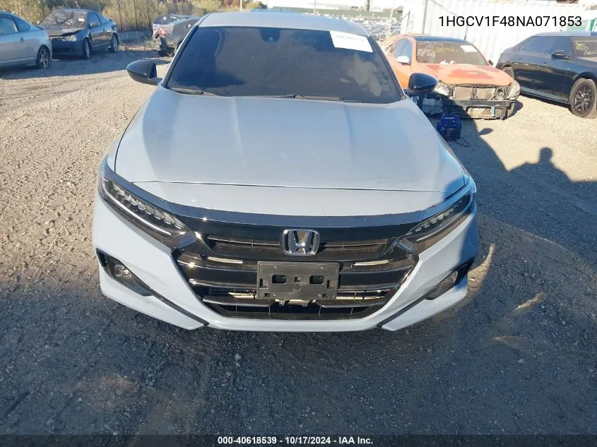 1HGCV1F48NA071853 2022 Honda Accord Sport Se