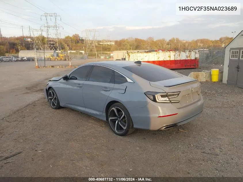 2022 Honda Accord Sport 2.0T VIN: 1HGCV2F35NA023689 Lot: 40687732