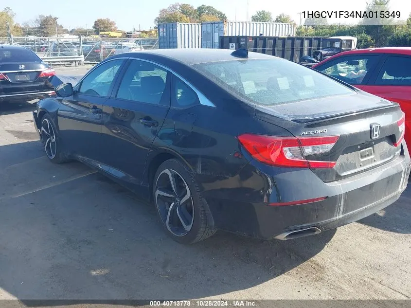 2022 Honda Accord Sport VIN: 1HGCV1F34NA015349 Lot: 40713778