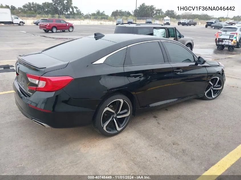 2022 Honda Accord Sport VIN: 1HGCV1F36NA046442 Lot: 40748449