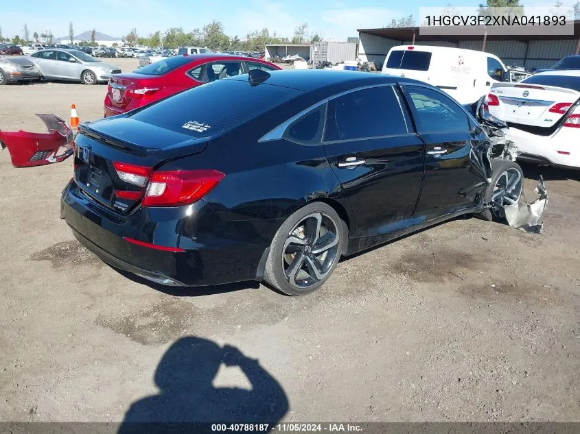 2022 Honda Accord Hybrid Sport VIN: 1HGCV3F2XNA041893 Lot: 40788187