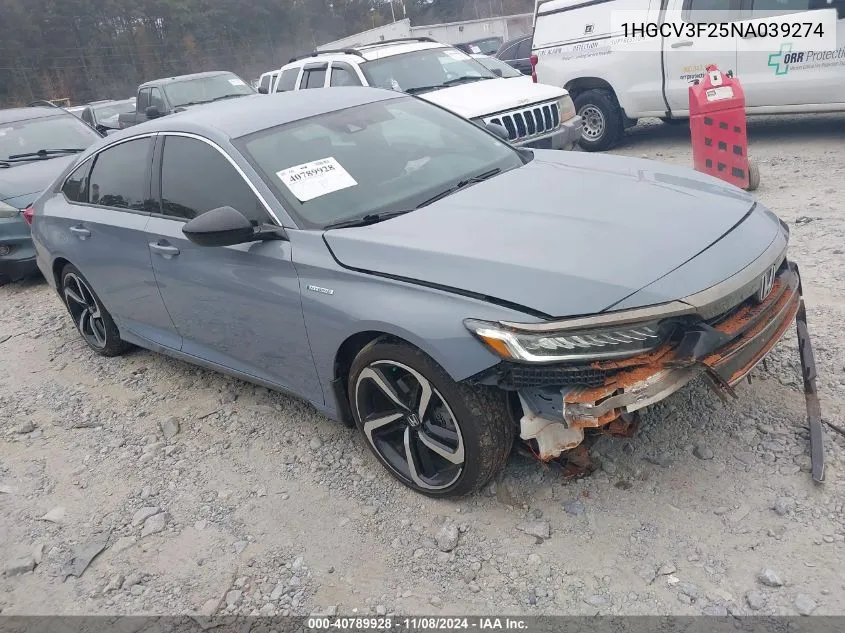 2022 Honda Accord Hybrid Sport VIN: 1HGCV3F25NA039274 Lot: 40789928