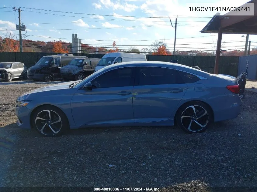 2022 Honda Accord Sport Special Edition VIN: 1HGCV1F41NA039441 Lot: 40810336