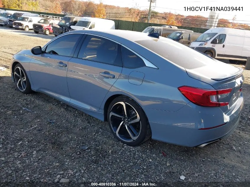 2022 Honda Accord Sport Special Edition VIN: 1HGCV1F41NA039441 Lot: 40810336