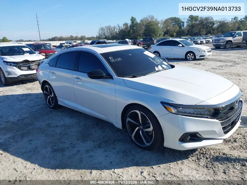 2022 Honda Accord Sport 2.0T VIN: 1HGCV2F39NA013733 Lot: 40836308