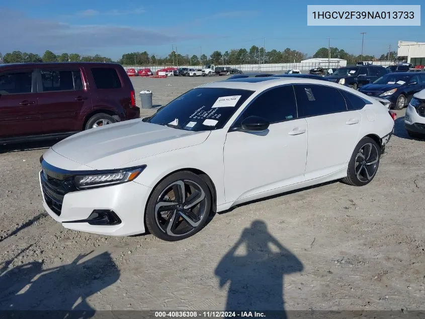 2022 Honda Accord Sport 2.0T VIN: 1HGCV2F39NA013733 Lot: 40836308