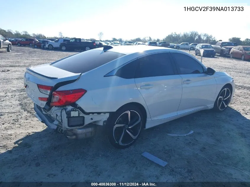 2022 Honda Accord Sport 2.0T VIN: 1HGCV2F39NA013733 Lot: 40836308