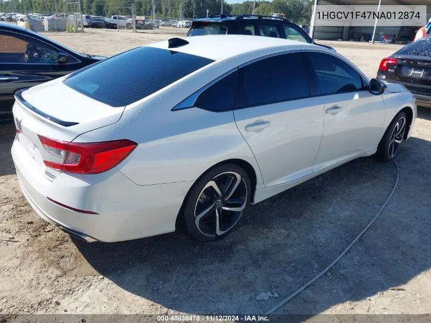 1HGCV1F47NA012874 2022 Honda Accord Sport Special Edition