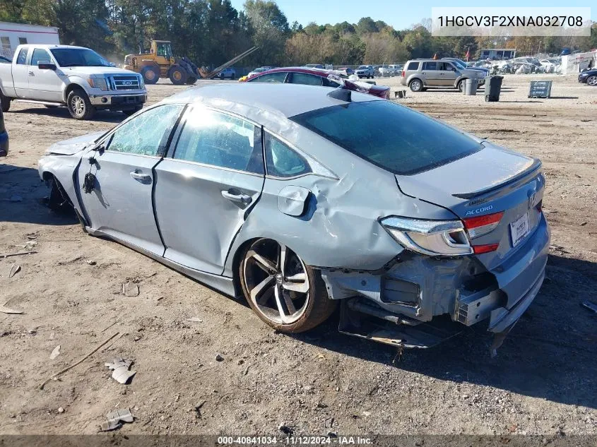 1HGCV3F2XNA032708 2022 Honda Accord Hybrid Sport