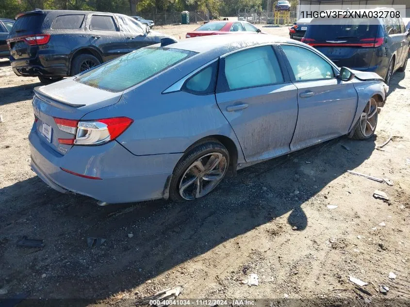 1HGCV3F2XNA032708 2022 Honda Accord Hybrid Sport