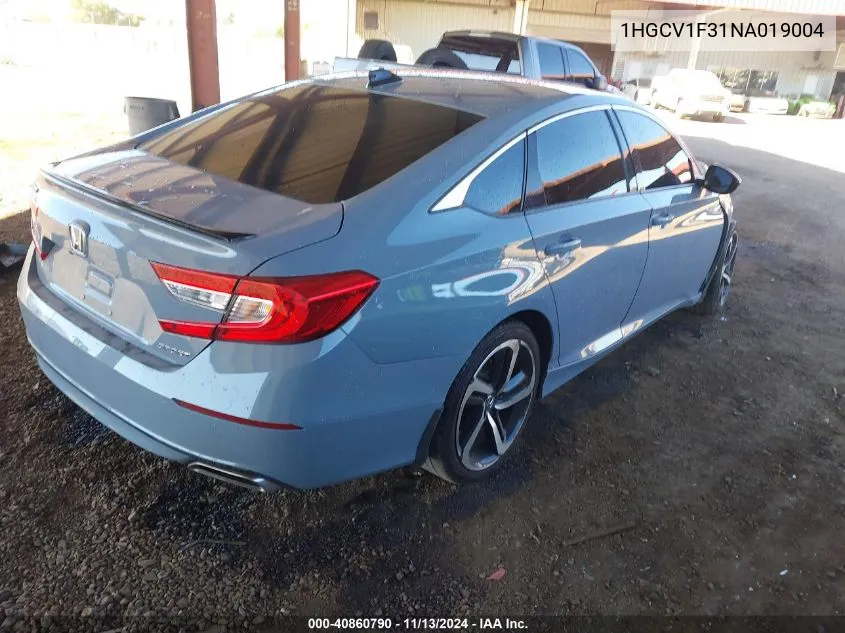 2022 Honda Accord Sport VIN: 1HGCV1F31NA019004 Lot: 40860790