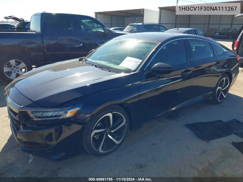 2022 Honda Accord Sport VIN: 1HGCV1F30NA111267 Lot: 40861795