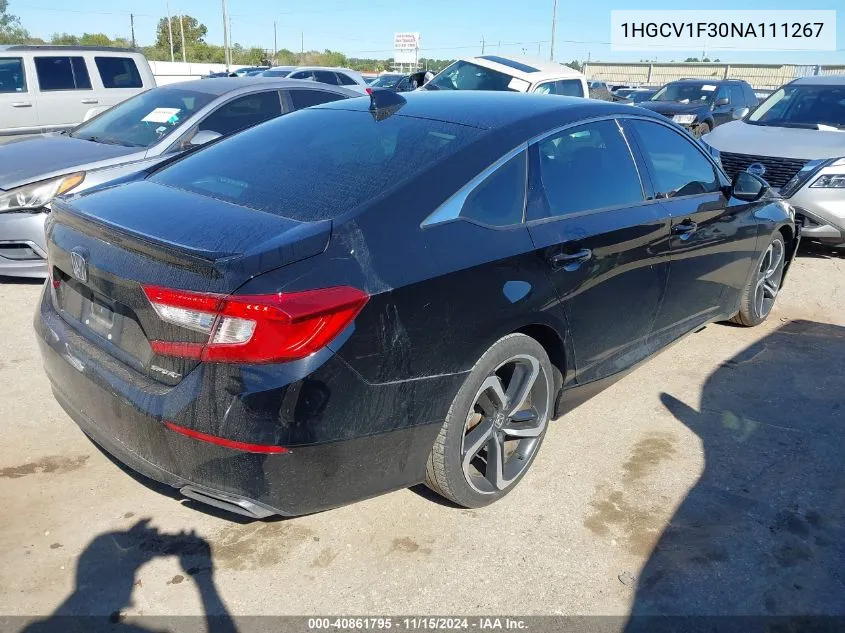 2022 Honda Accord Sport VIN: 1HGCV1F30NA111267 Lot: 40861795