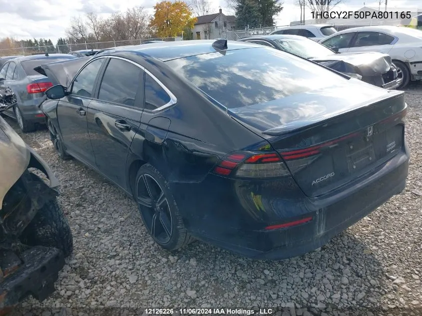 2023 Honda Accord Hybrid VIN: 1HGCY2F50PA801165 Lot: 12126226