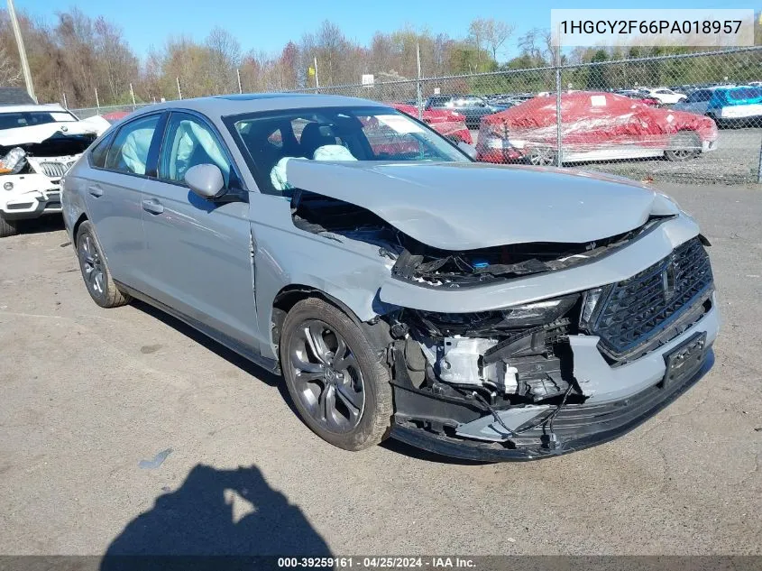 2023 Honda Accord Hybrid Ex-L VIN: 1HGCY2F66PA018957 Lot: 39259161