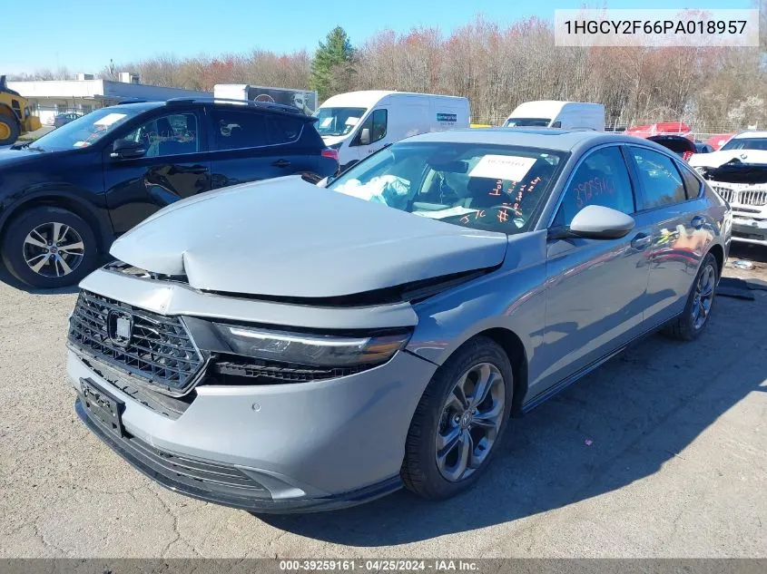 2023 Honda Accord Hybrid Ex-L VIN: 1HGCY2F66PA018957 Lot: 39259161