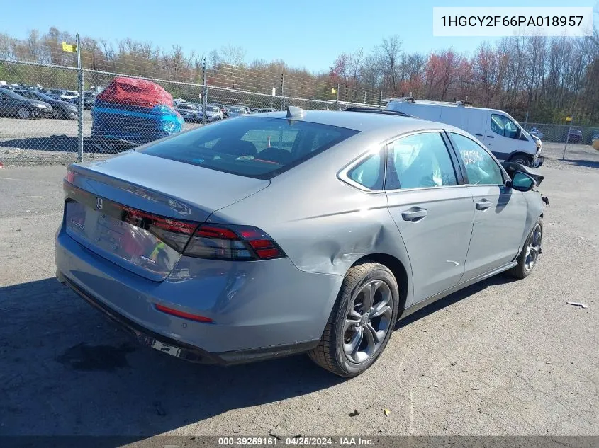 2023 Honda Accord Hybrid Ex-L VIN: 1HGCY2F66PA018957 Lot: 39259161