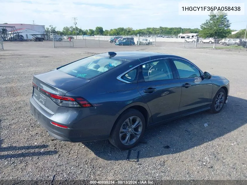 2023 Honda Accord Ex VIN: 1HGCY1F36PA058438 Lot: 40095234