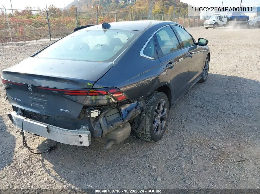 2023 Honda Accord Hybrid Ex-L VIN: 1HGCY2F64PA001011 Lot: 40709716