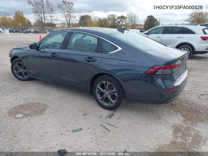 2023 Honda Accord Ex VIN: 1HGCY1F33PA000528 Lot: 40726795