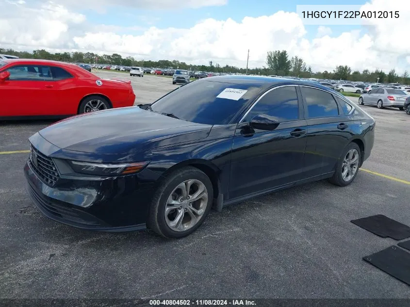 2023 Honda Accord Lx VIN: 1HGCY1F22PA012015 Lot: 40804502