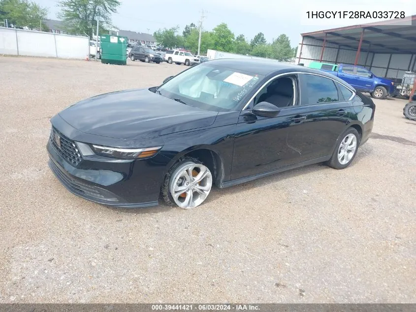 2024 Honda Accord Lx VIN: 1HGCY1F28RA033728 Lot: 39441421