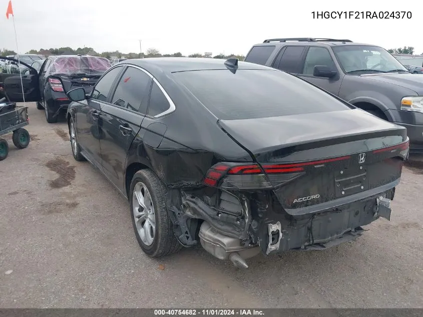 2024 Honda Accord Lx VIN: 1HGCY1F21RA024370 Lot: 40754682