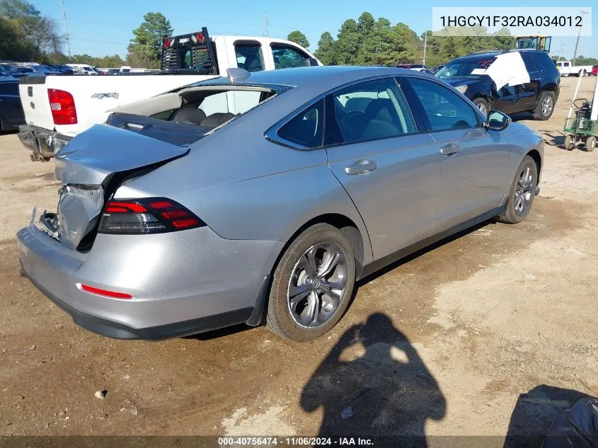 2024 Honda Accord Ex VIN: 1HGCY1F32RA034012 Lot: 40756474