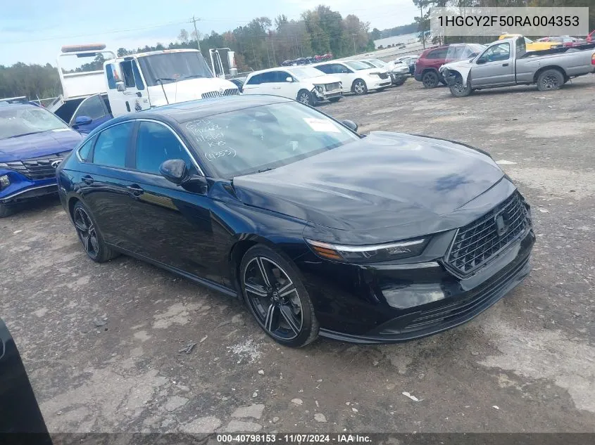 2024 Honda Accord Hybrid Sport VIN: 1HGCY2F50RA004353 Lot: 40798153