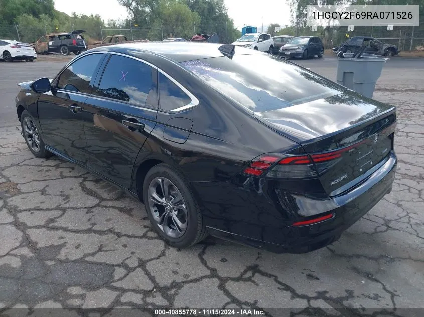 2024 Honda Accord Hybrid Ex-L VIN: 1HGCY2F69RA071526 Lot: 40855778