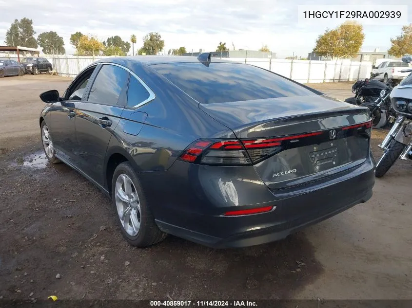 2024 Honda Accord Lx VIN: 1HGCY1F29RA002939 Lot: 40859017