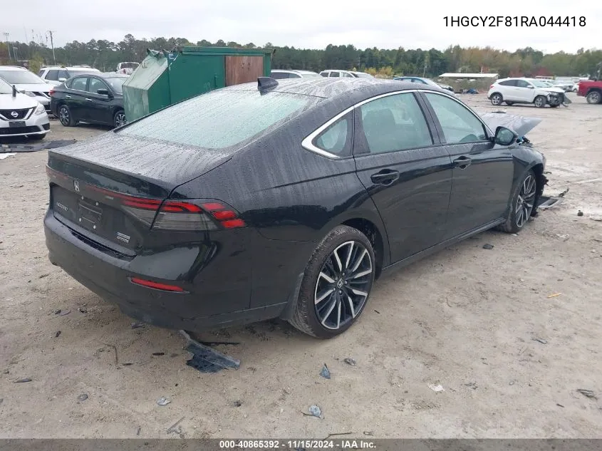 2024 Honda Accord Hybrid Touring VIN: 1HGCY2F81RA044418 Lot: 40865392