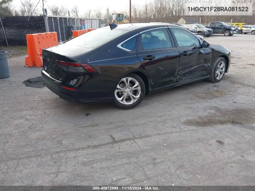 2024 Honda Accord Lx VIN: 1HGCY1F28RA081522 Lot: 40872999