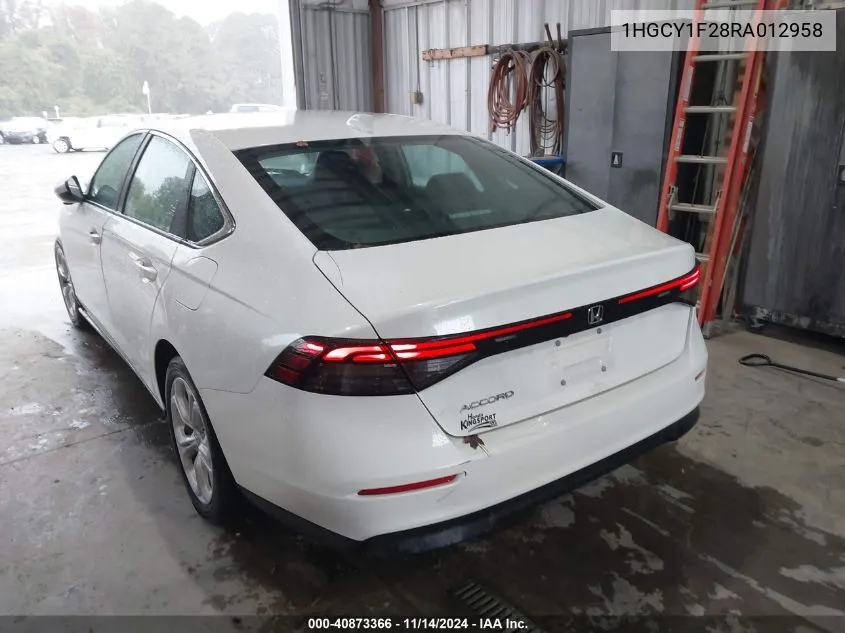 2024 Honda Accord Lx VIN: 1HGCY1F28RA012958 Lot: 40873366