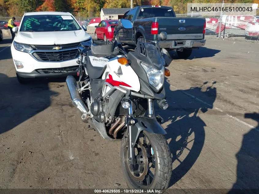 2014 Honda Cb500 X VIN: MLHPC4616E5100043 Lot: 40629505