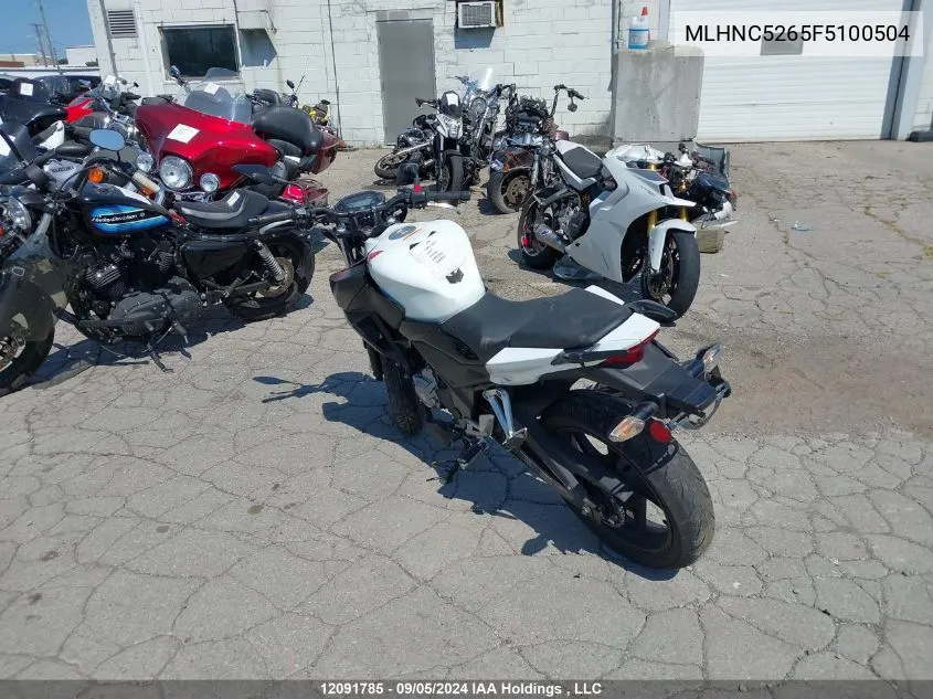 2015 Honda Cb300 Fa VIN: MLHNC5265F5100504 Lot: 12091785