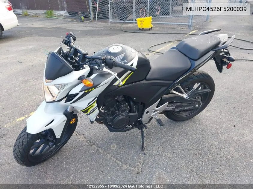 2015 Honda Cb500 F VIN: MLHPC4526F5200039 Lot: 12122955