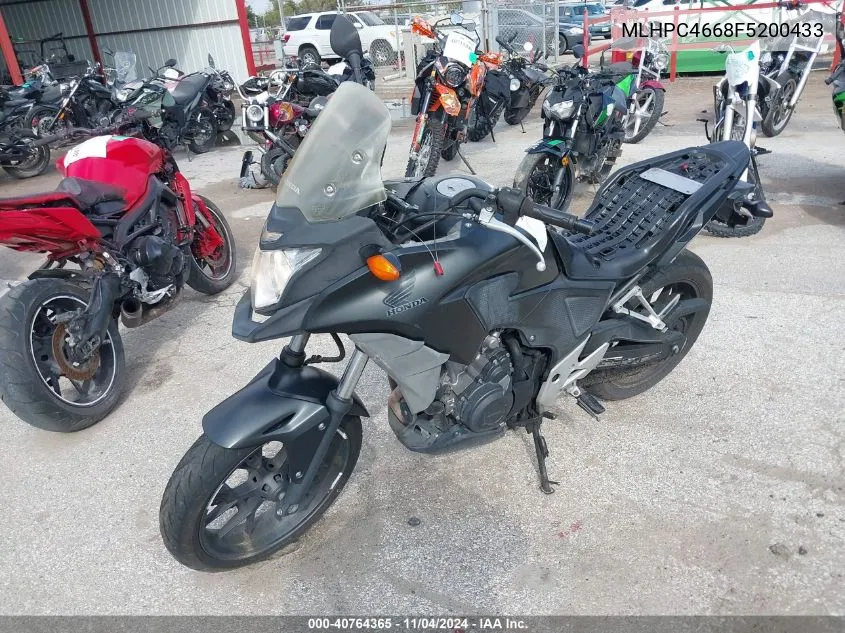 2015 Honda Cb500 X VIN: MLHPC4668F5200433 Lot: 40764365