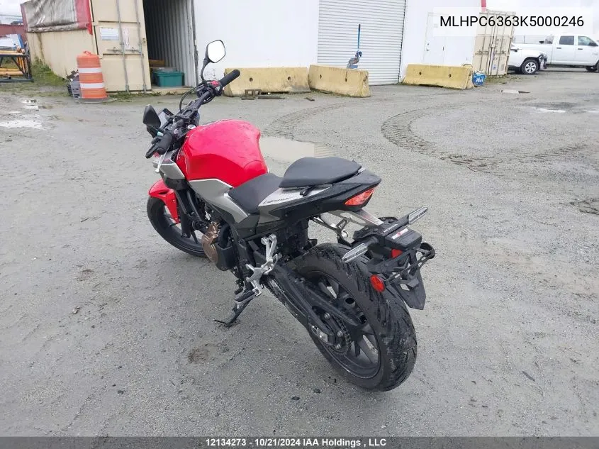 2019 Honda Cb500 Fa VIN: MLHPC6363K5000246 Lot: 12134273