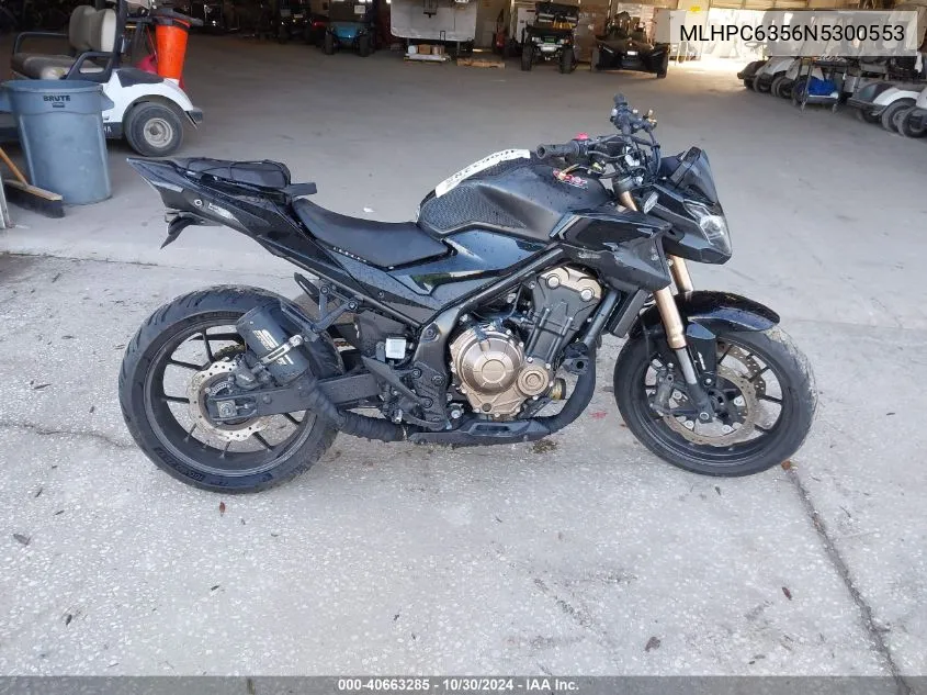 2022 Honda Cb500 Fa VIN: MLHPC6356N5300553 Lot: 40663285