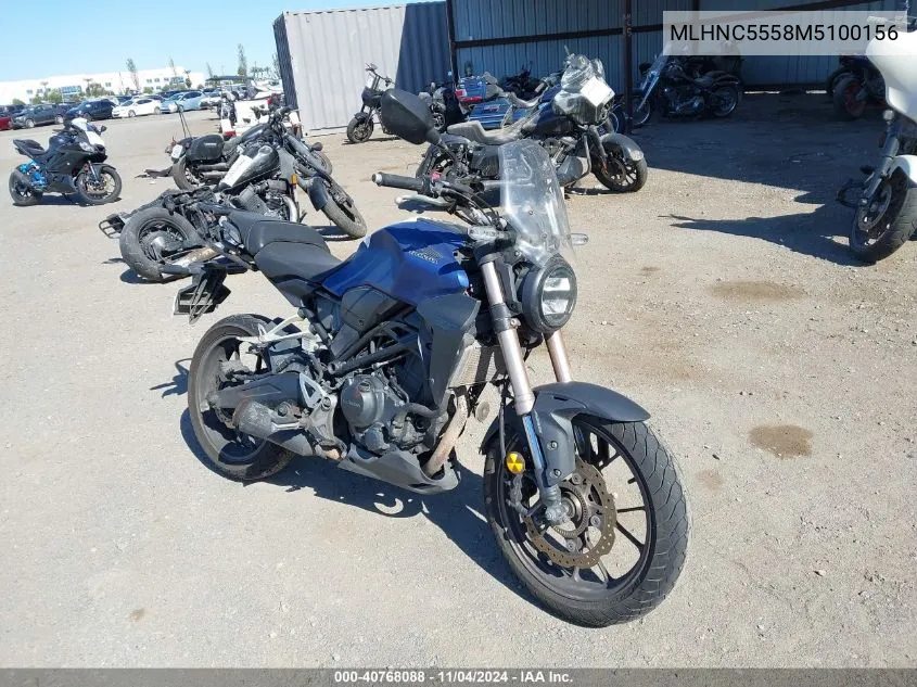 2021 Honda Cbf300 Na VIN: MLHNC5558M5100156 Lot: 40768088