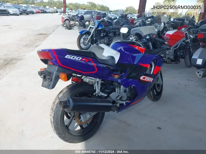 1994 Honda Cbr600 F2 VIN: JH2PC2506RM300035 Lot: 40845743