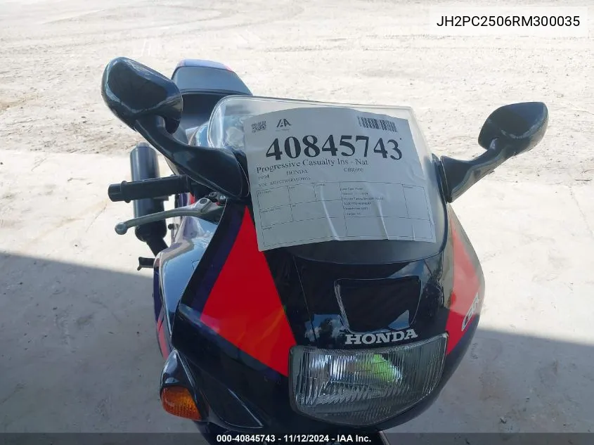 1994 Honda Cbr600 F2 VIN: JH2PC2506RM300035 Lot: 40845743