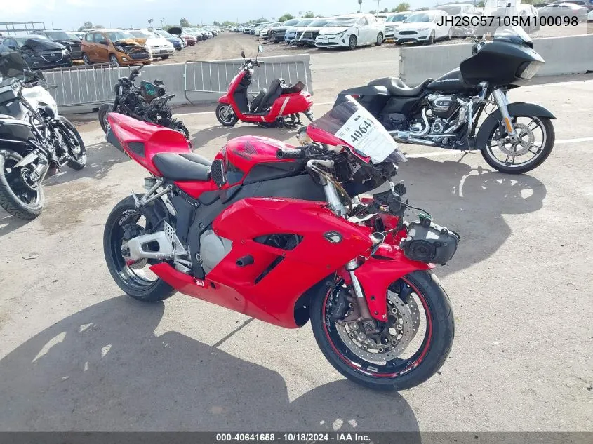 2005 Honda Cbr1000 Rr VIN: JH2SC57105M100098 Lot: 40641658