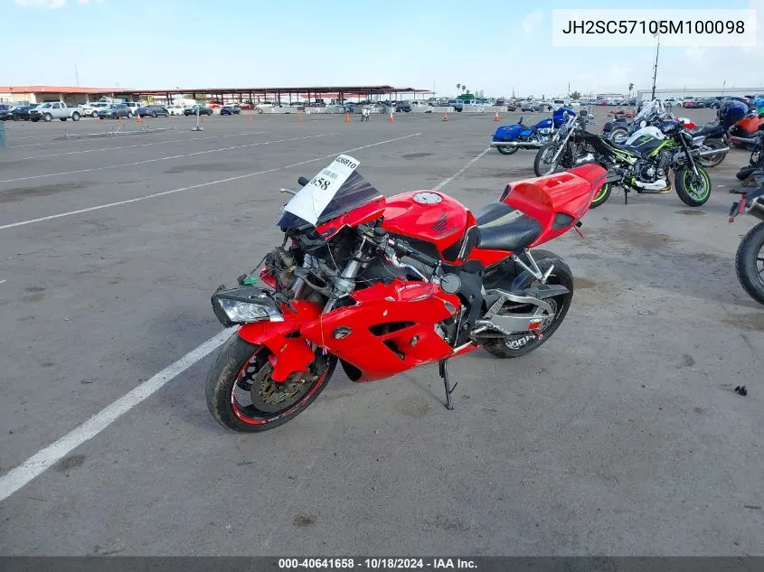 2005 Honda Cbr1000 Rr VIN: JH2SC57105M100098 Lot: 40641658