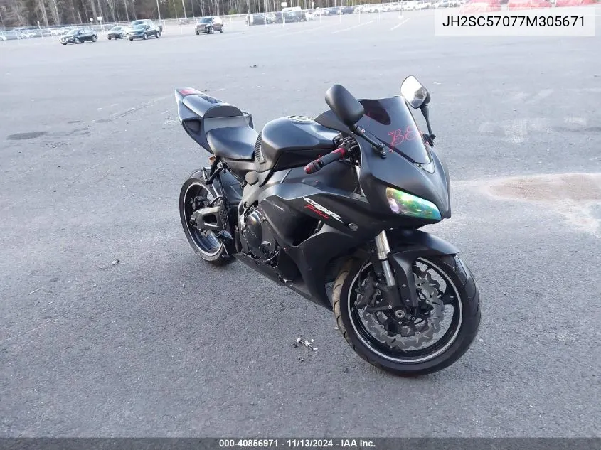 2007 Honda Cbr1000 Rr VIN: JH2SC57077M305671 Lot: 40856971