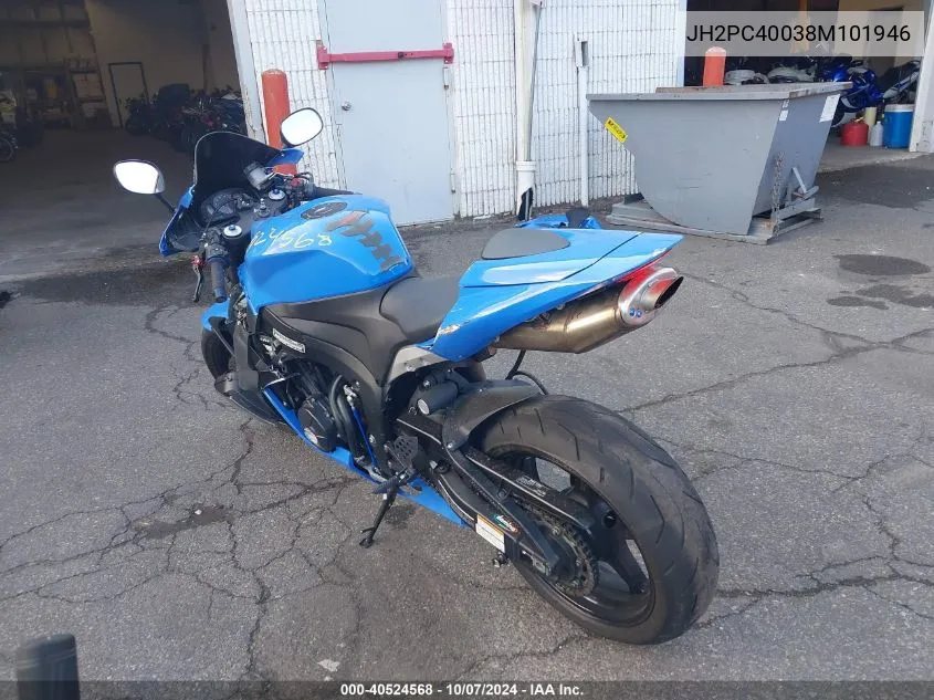 2008 Honda Cbr600 Rr VIN: JH2PC40038M101946 Lot: 40524568